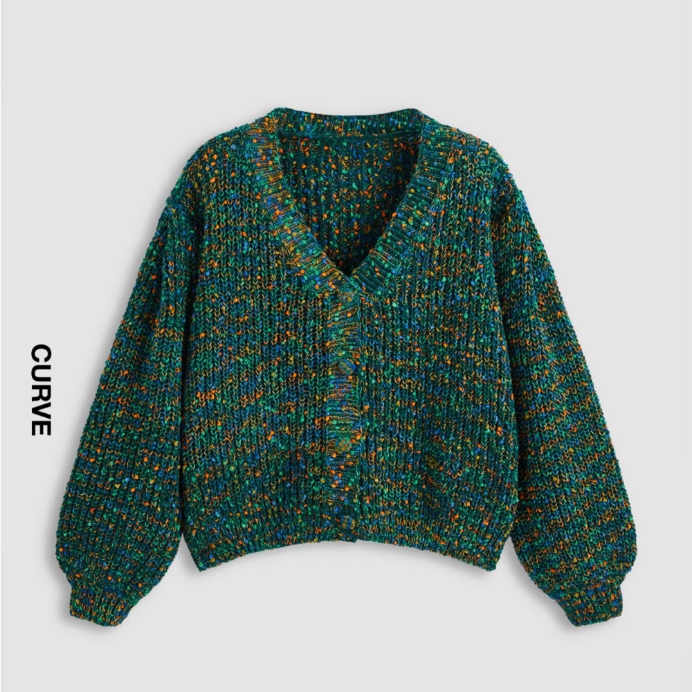 Cider Curve Knit Colorful V-Neck Cardigan